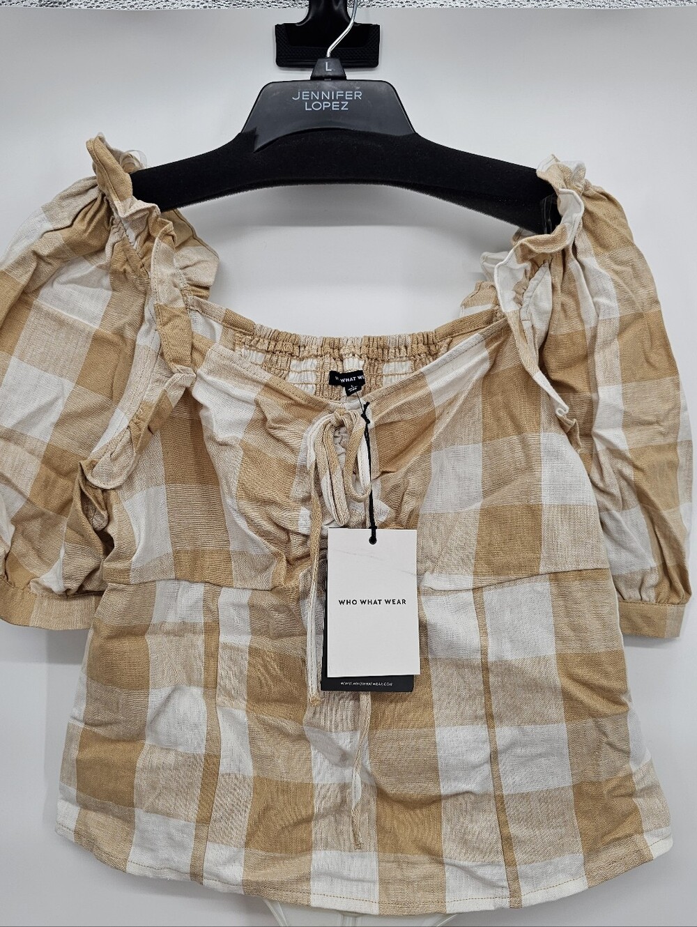 Plaid Top Large Linen Blend NWT - Picture 1 of 15